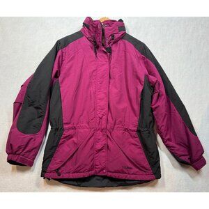L.L. Bean Parka Winter Jacket Full Zip Hooded Lined Purple Black Women's Medium